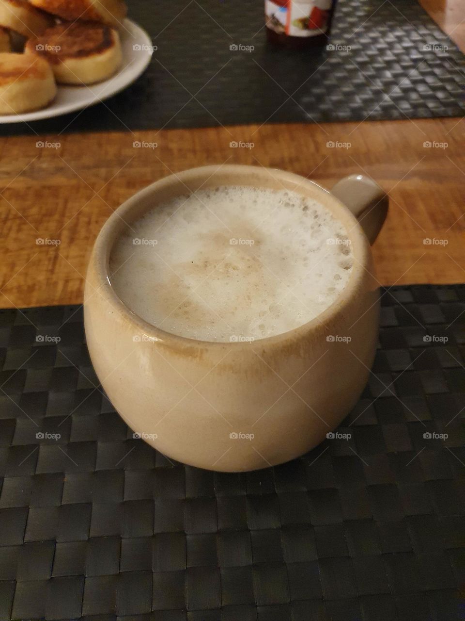 Nice cup of coffee with coconut milk.