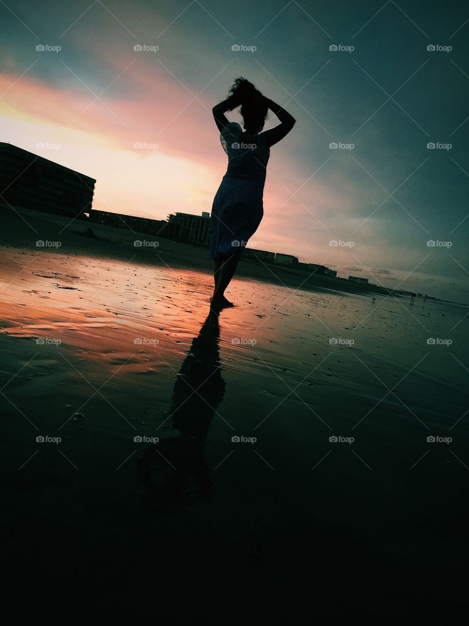 beach silhouette and beautiful scenery 