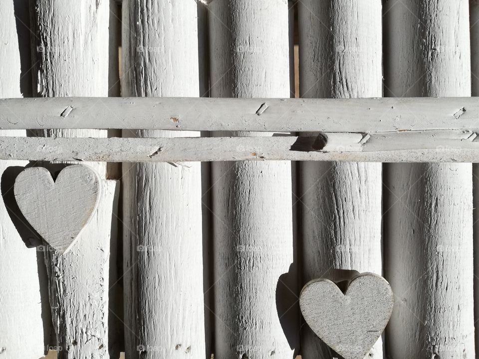 Detail of white wooden shabby chic style fence