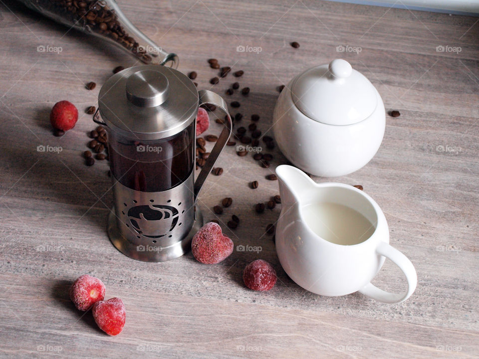 Coffee and strawberries