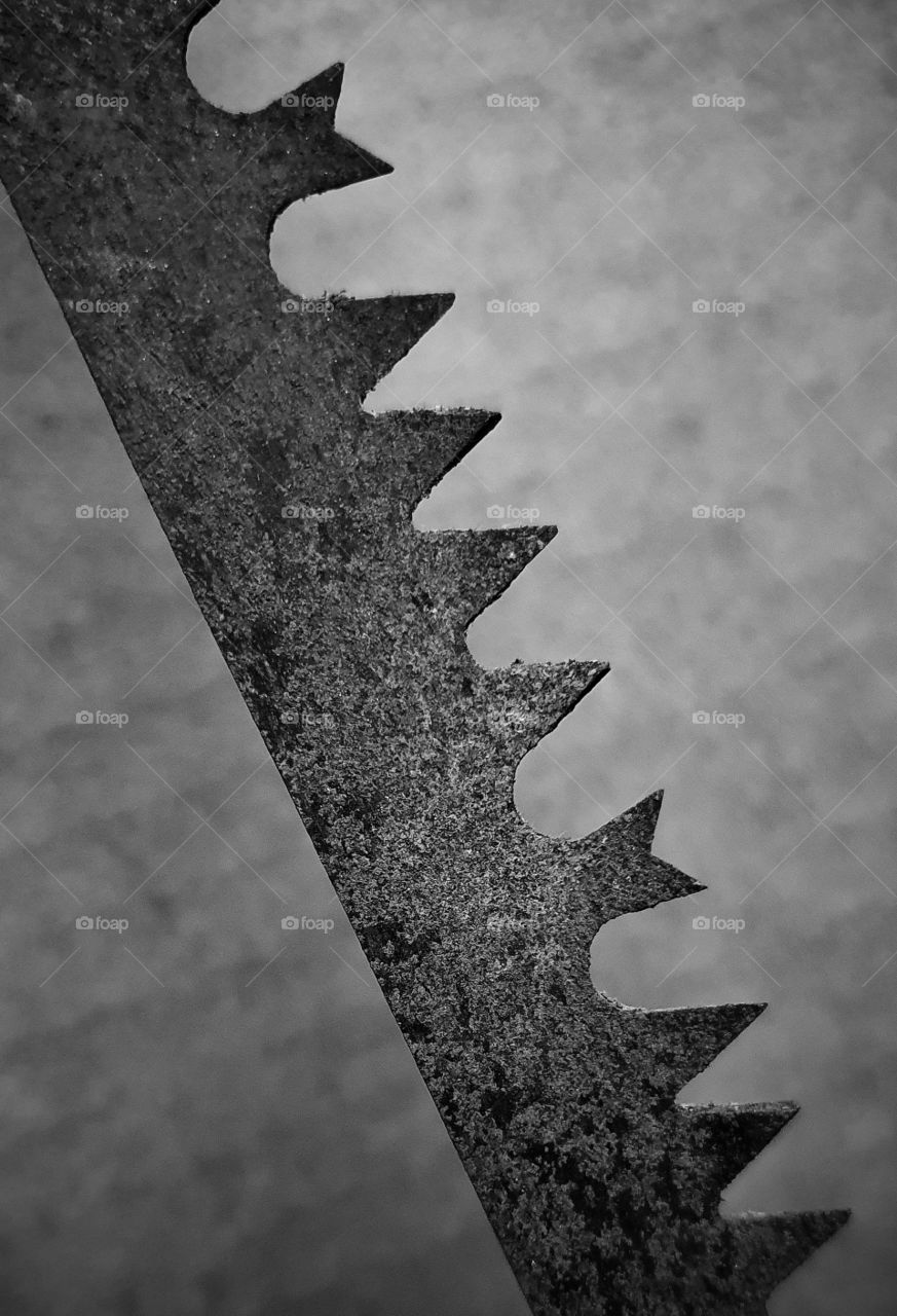 Close-up detail of rusty sawblade