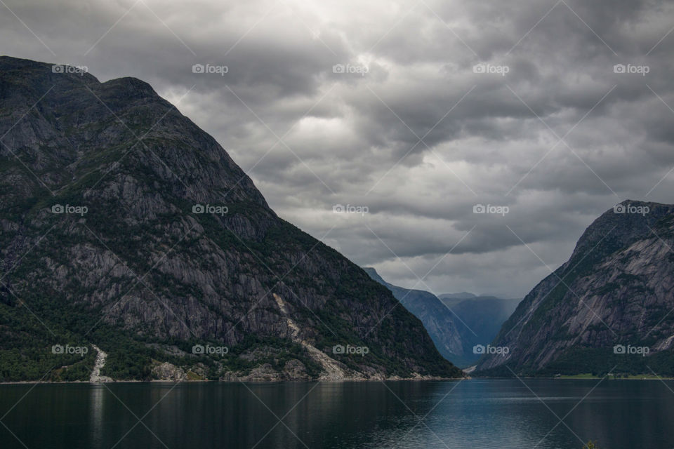 Stormy clouds at fjords