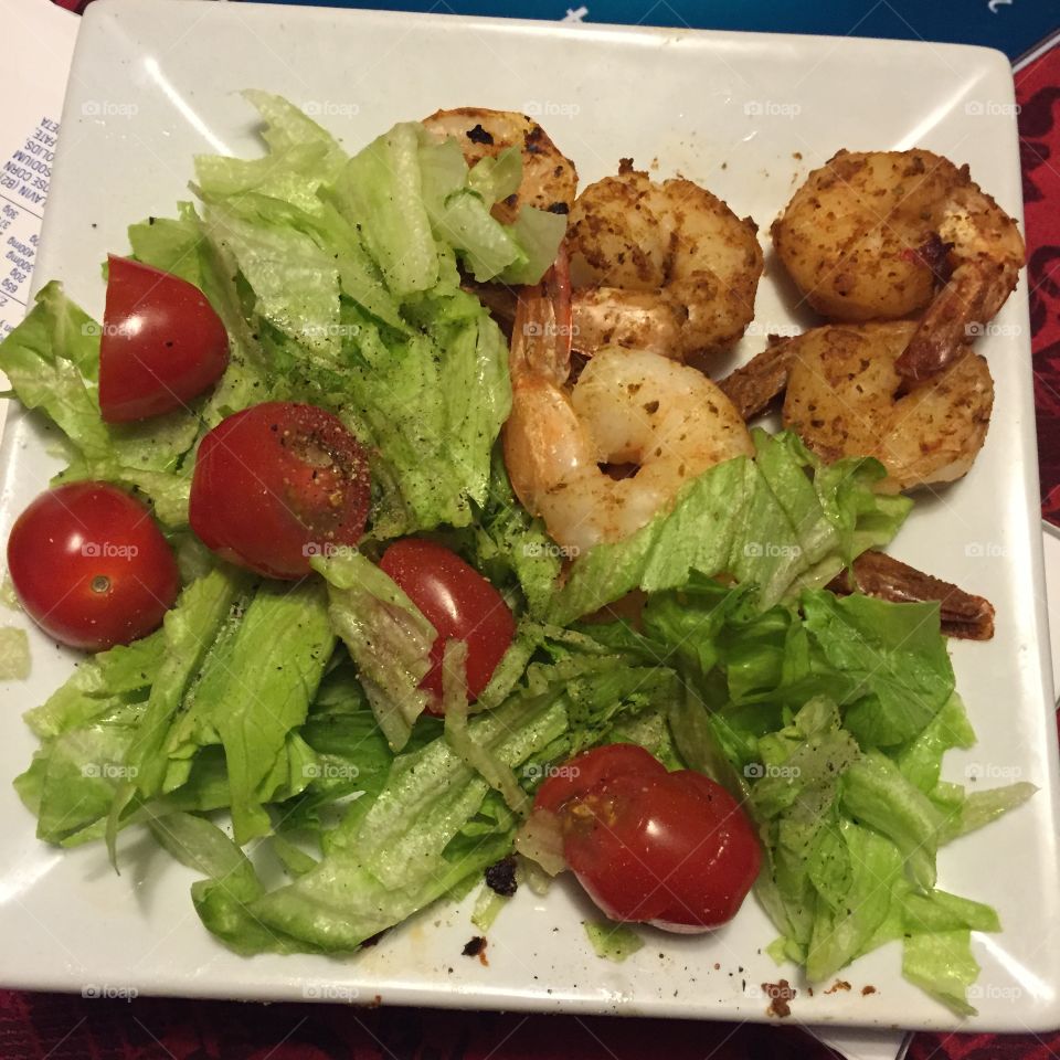 Shrimp and salad