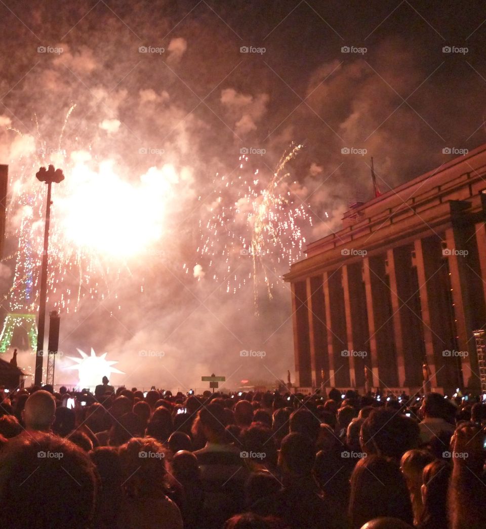 firework over the Eiffel tower