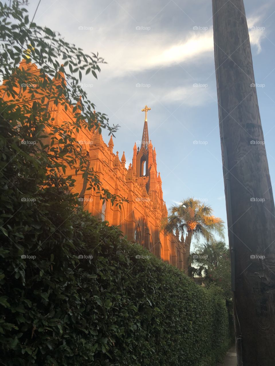 Charleston South Carolina, golden hour, church