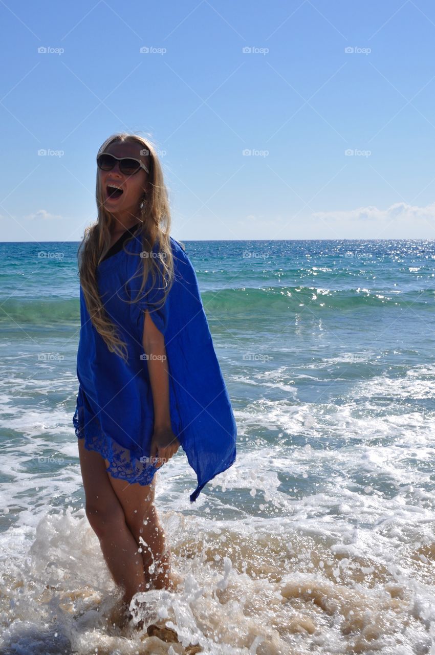 Swimming on Mediterranean Sea in Sardinia 