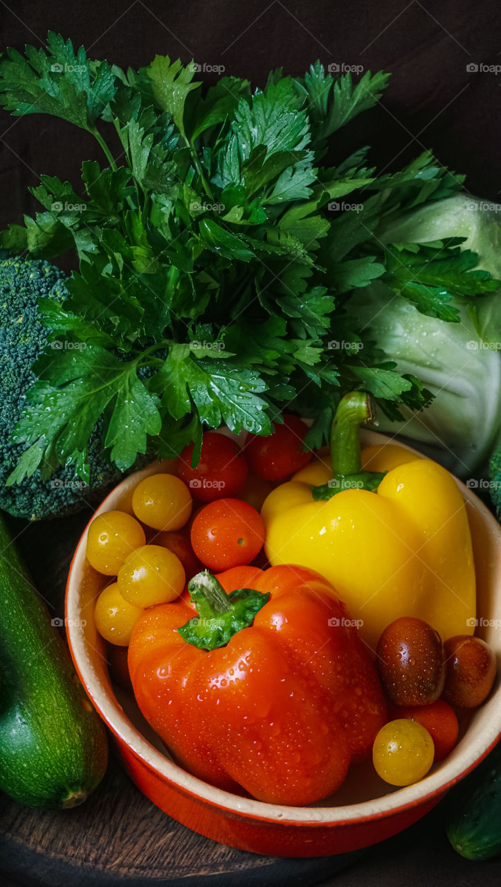 Vegetables on a dark background