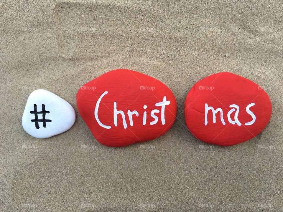 Hashtag Christmas on stones 