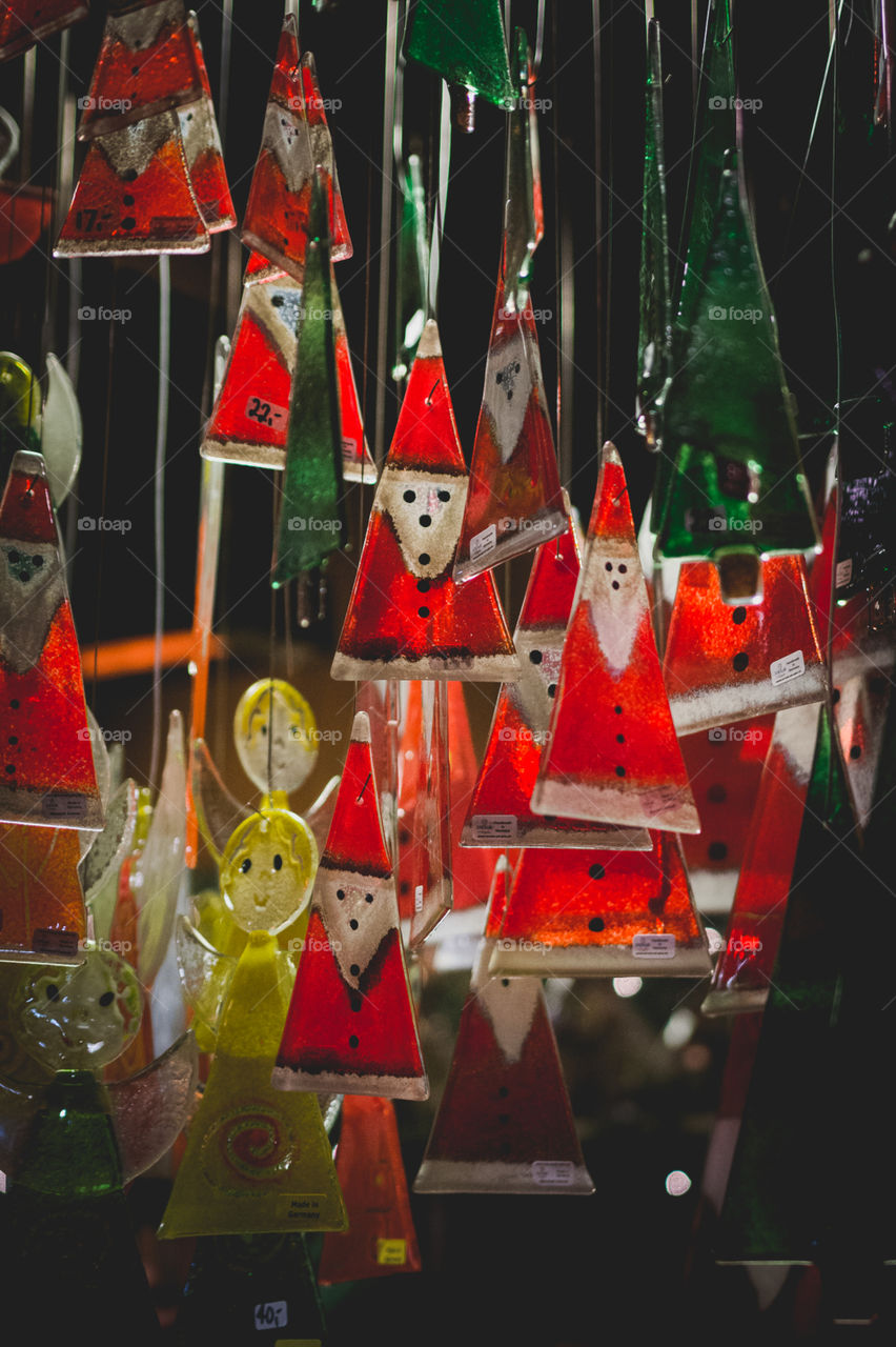 Stained glass hanging Santa decorations