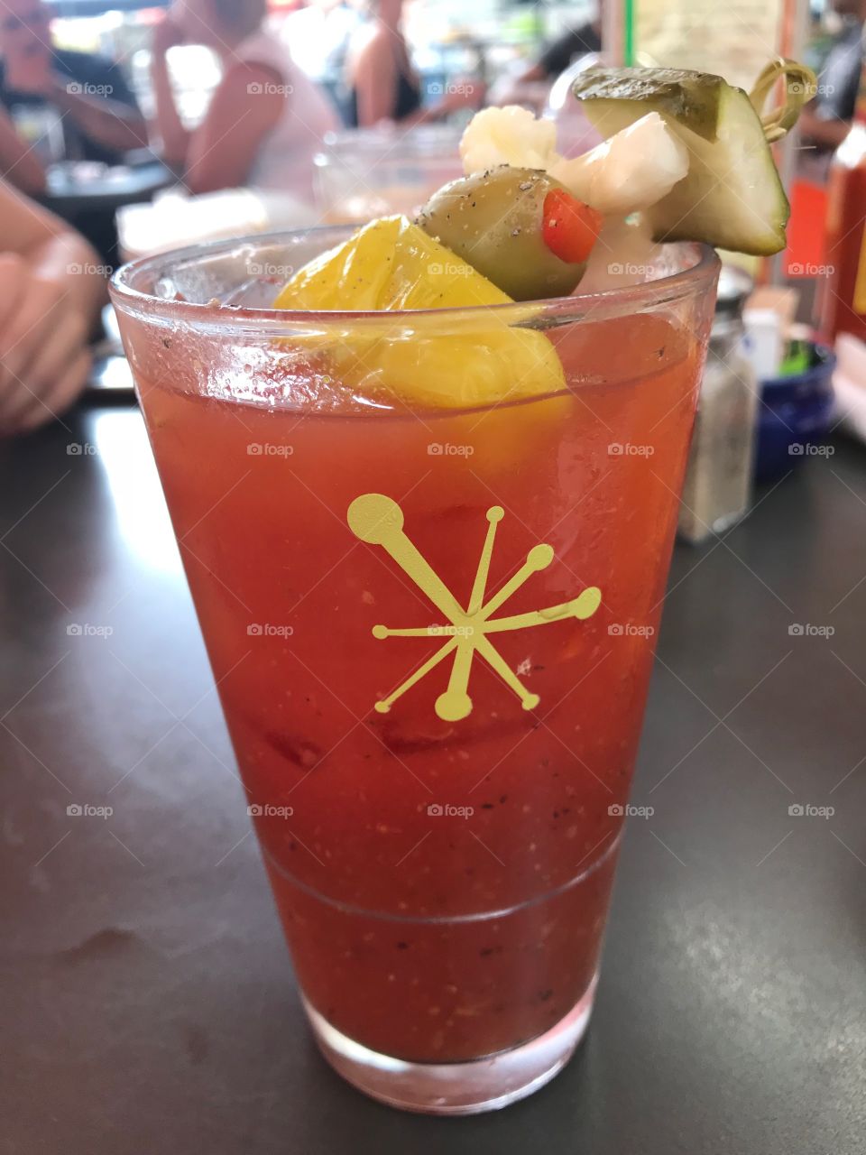 Spicy Bloody Mary, vegetables, and habanero infused vodka