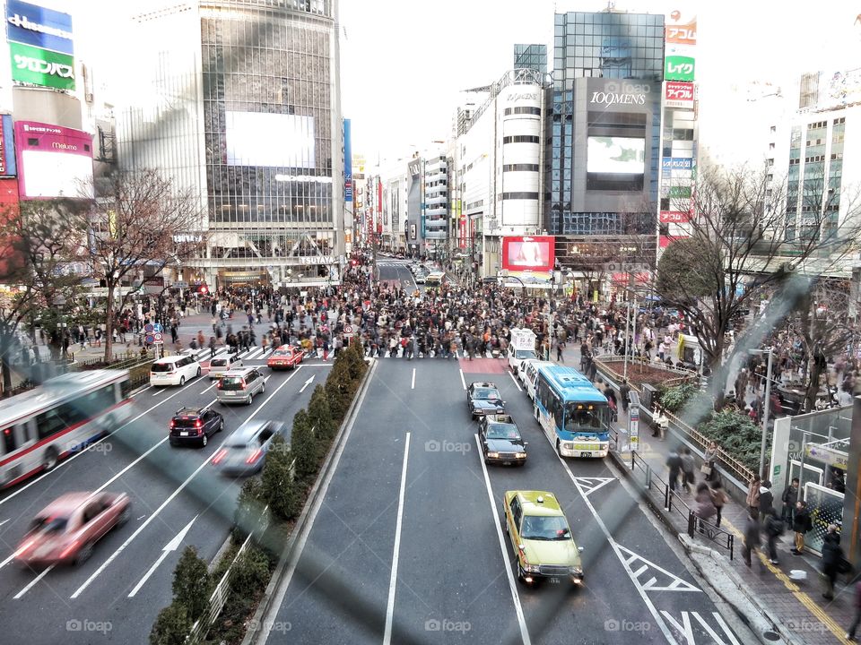 Tokyo, Japan. Intersection outside Shibuya Station 