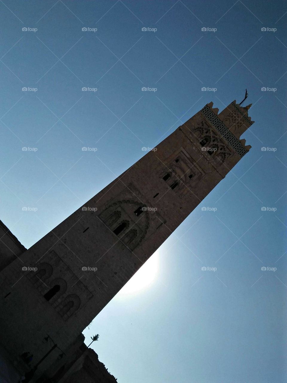 Highest minaret of a mosque at marrakech in Morocco