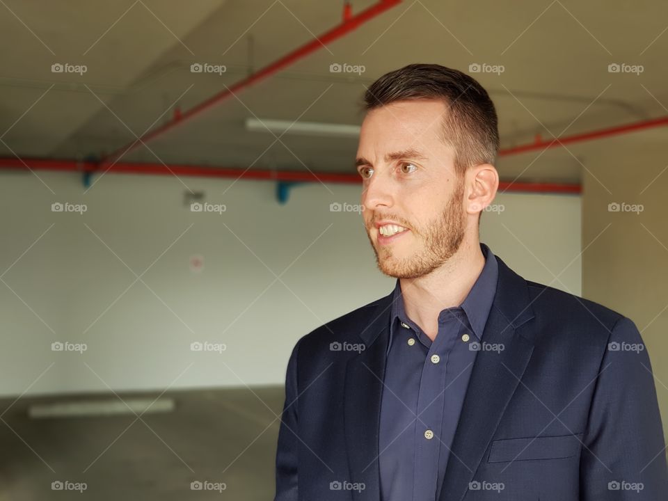 Indoors, Portrait, Man, Business, People