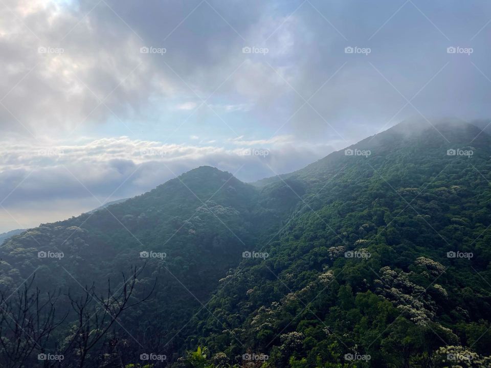 surrounded by clouds