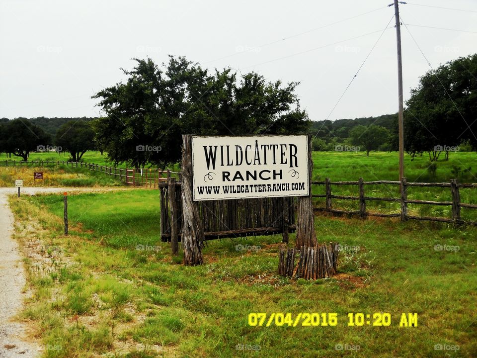 welcome to wildcatters ranch. This is the welcome sign in front of the wildcatter ranch resort located east of Graham Texas