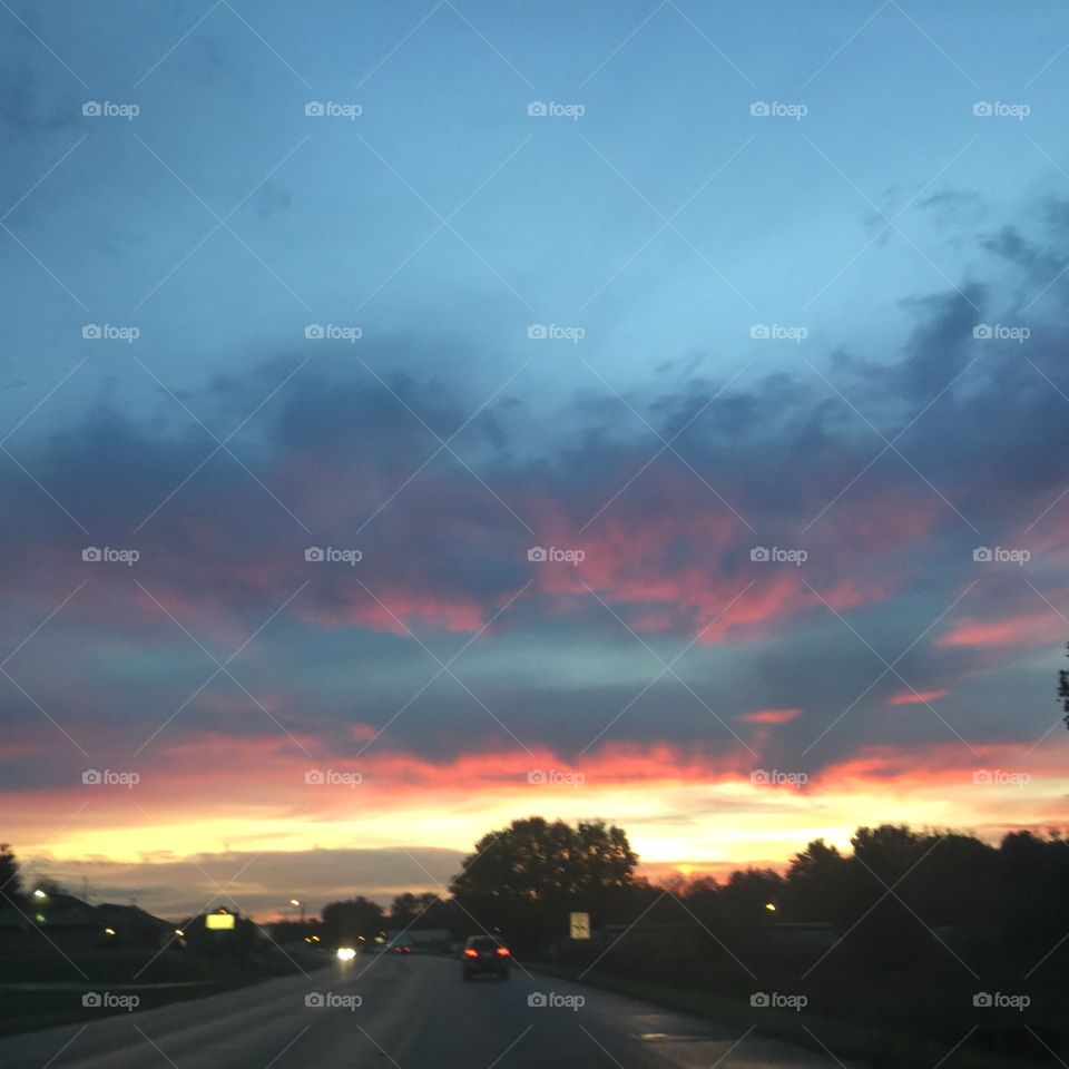 Morning sky while driving to work