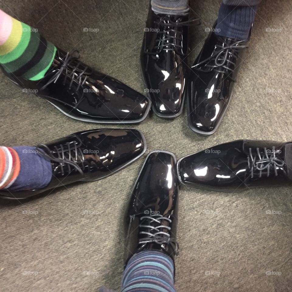 Groomsmen shoes stripe socks