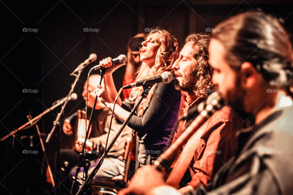 Ethnic Music Band Performing Live On Stage
