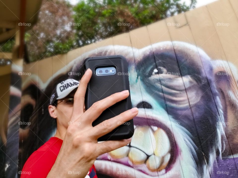 Selfie with visual street art