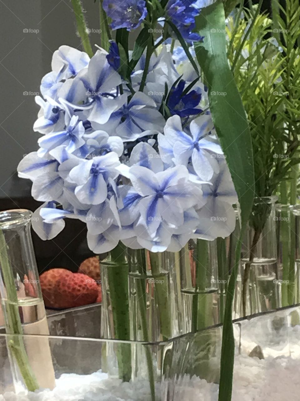The center piece. Beautiful, elegant flowers on display as a table center piece. 