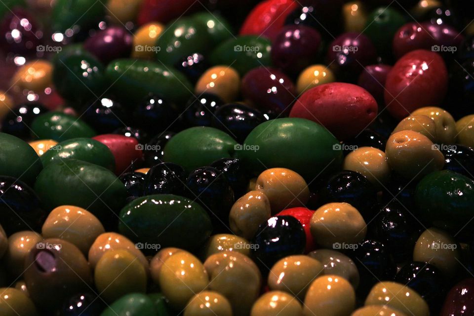 Bunch of colorful olives