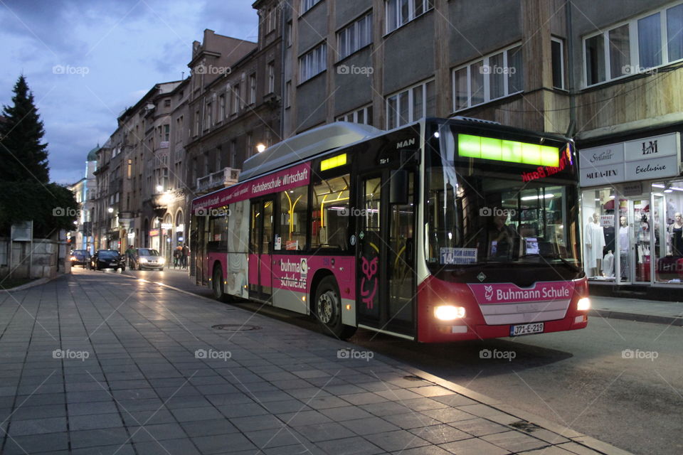 Bus waiting at station in Sarajevo