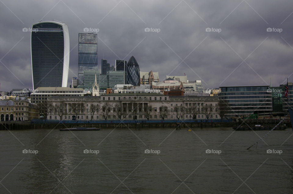 London city. Thames and icons
