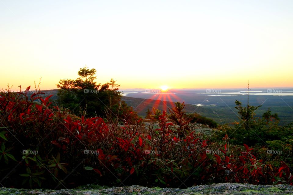 Sunset on Cadillac mountain Maine 