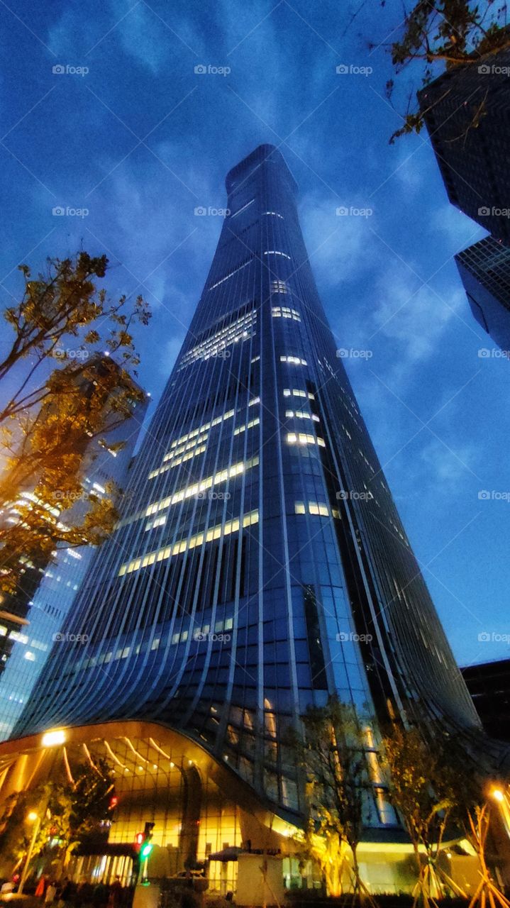 This is a set of high-rise architectural nightlife pictures of CBD city business circle