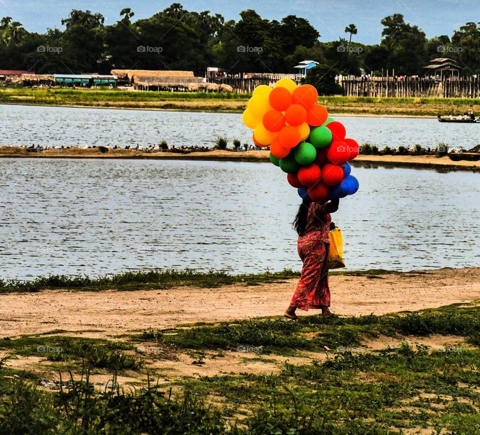 Balloons at Ubein Bridge Mandalay