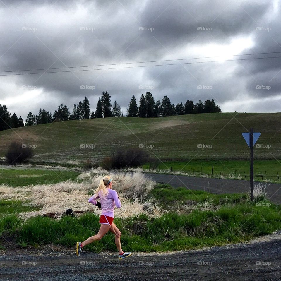 Front Of The Pack. This is my wife's first half marathon after having our first baby six months prior. She took first over all in the race!