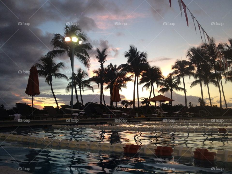 Swim practice with a Sunset