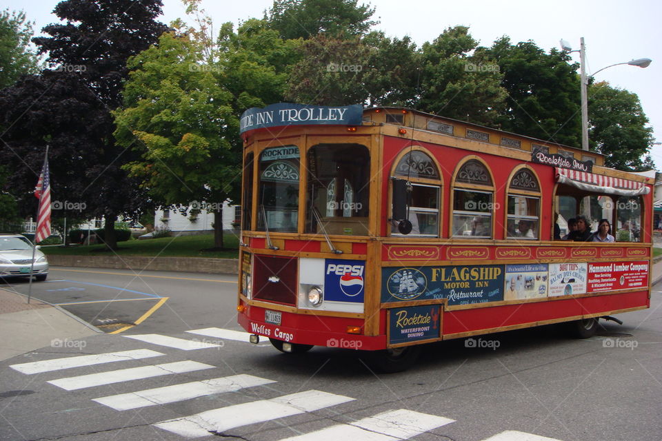 Boothbay Harbor Trolley. Boothbay Harbor trolley runs all summer in Maine