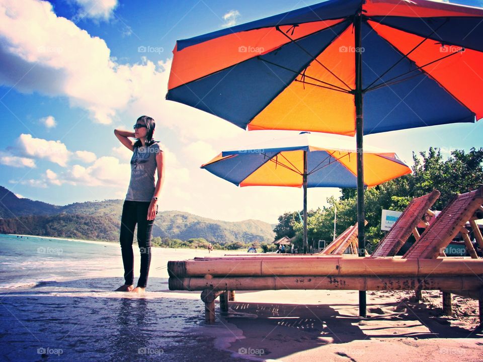 on the beach. in lombok indonesia