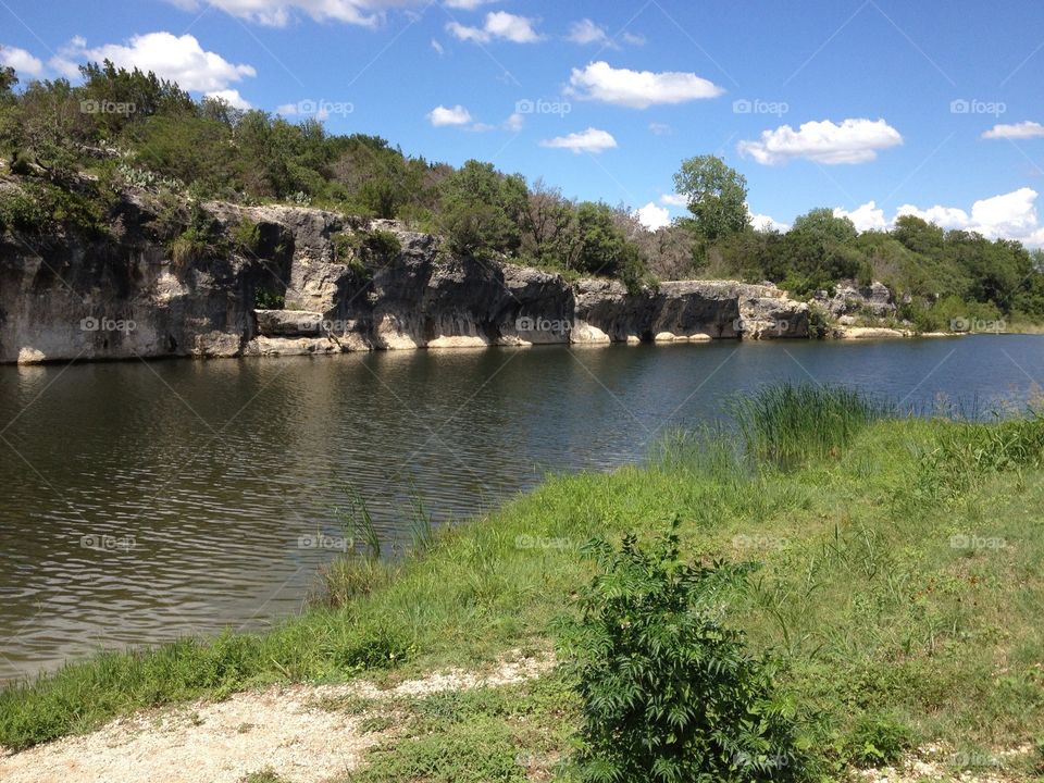 The Blue Hole in Georgetown, Texas.. Old time swimming hole in Georgetown, Texas.