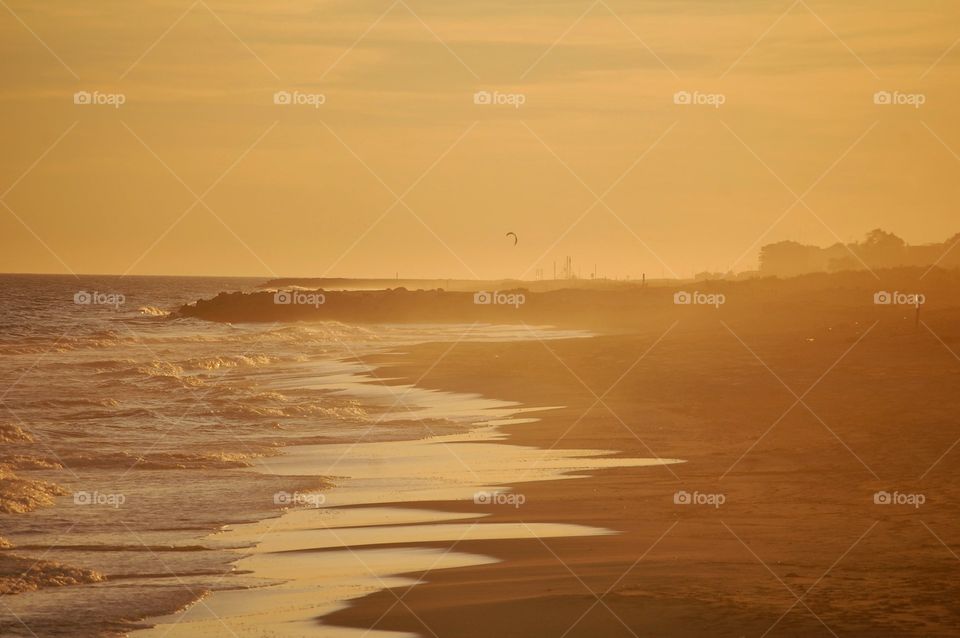 Landscape of a beach during sunset 