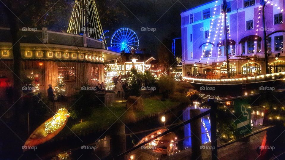 Amusement park at Christmas time