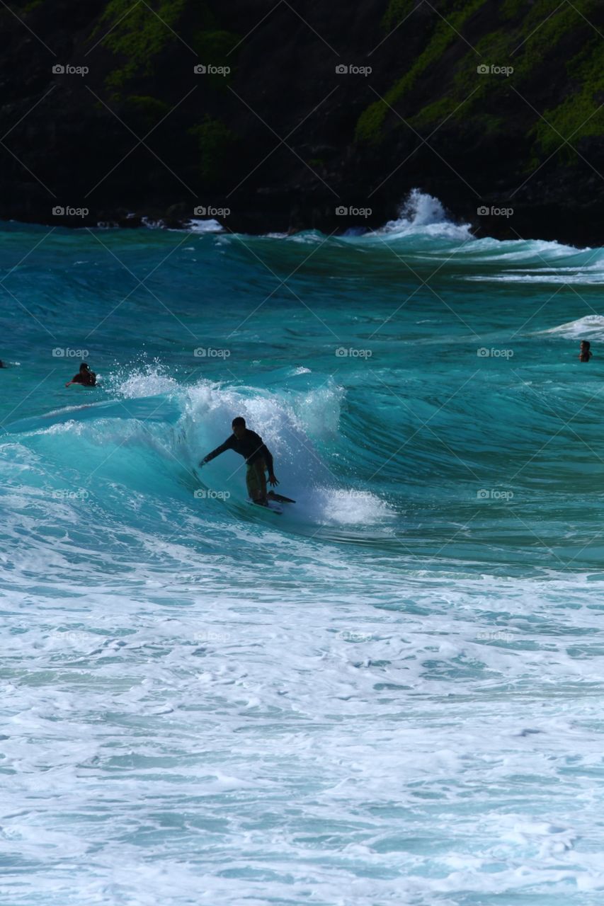 Surfers on Oahu, Hawaii 