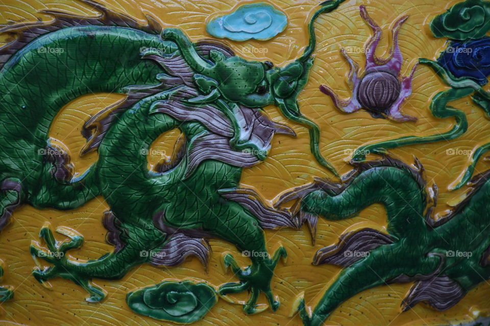 embossed green dragon