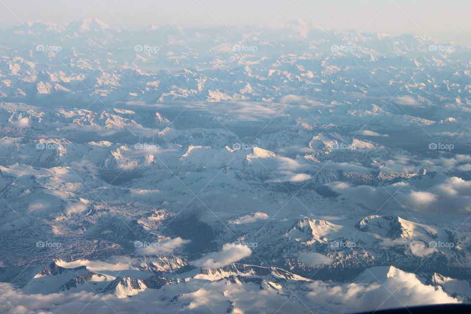 Aerial view of mountain in winter
