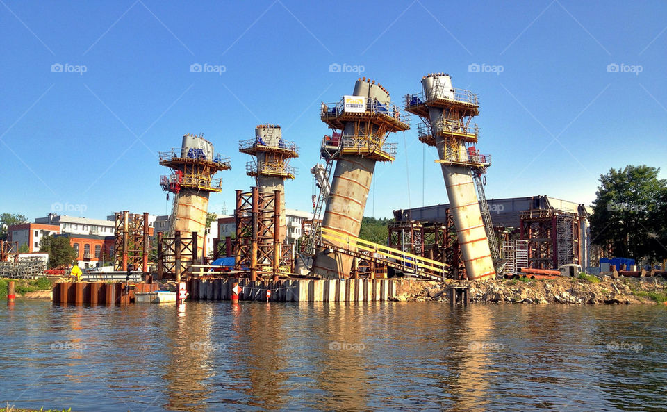 construction river bridge pylon by xhdpit