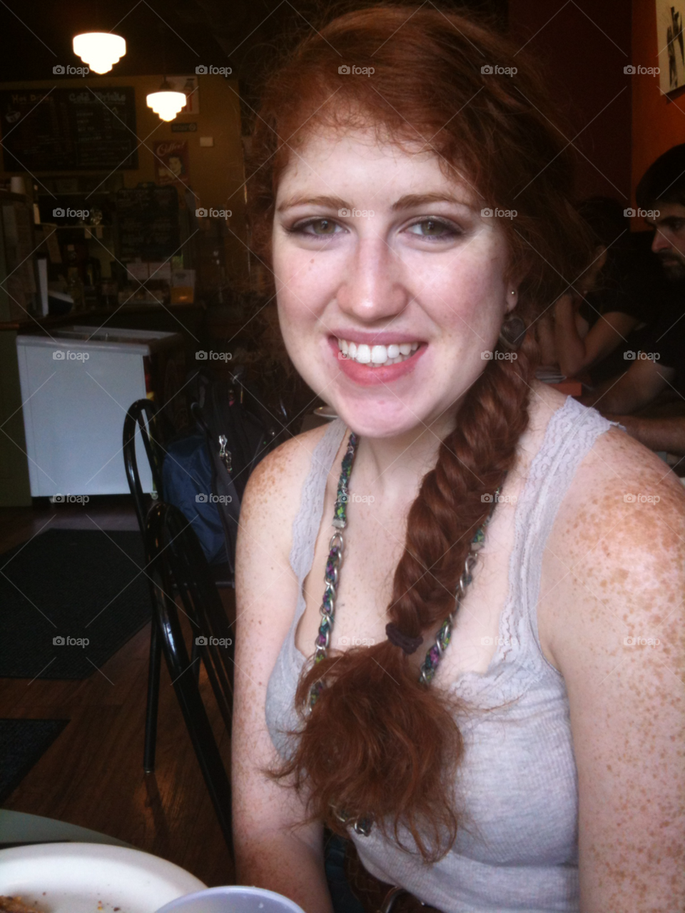 happy redhead cafe smiling by bookwormamy1291