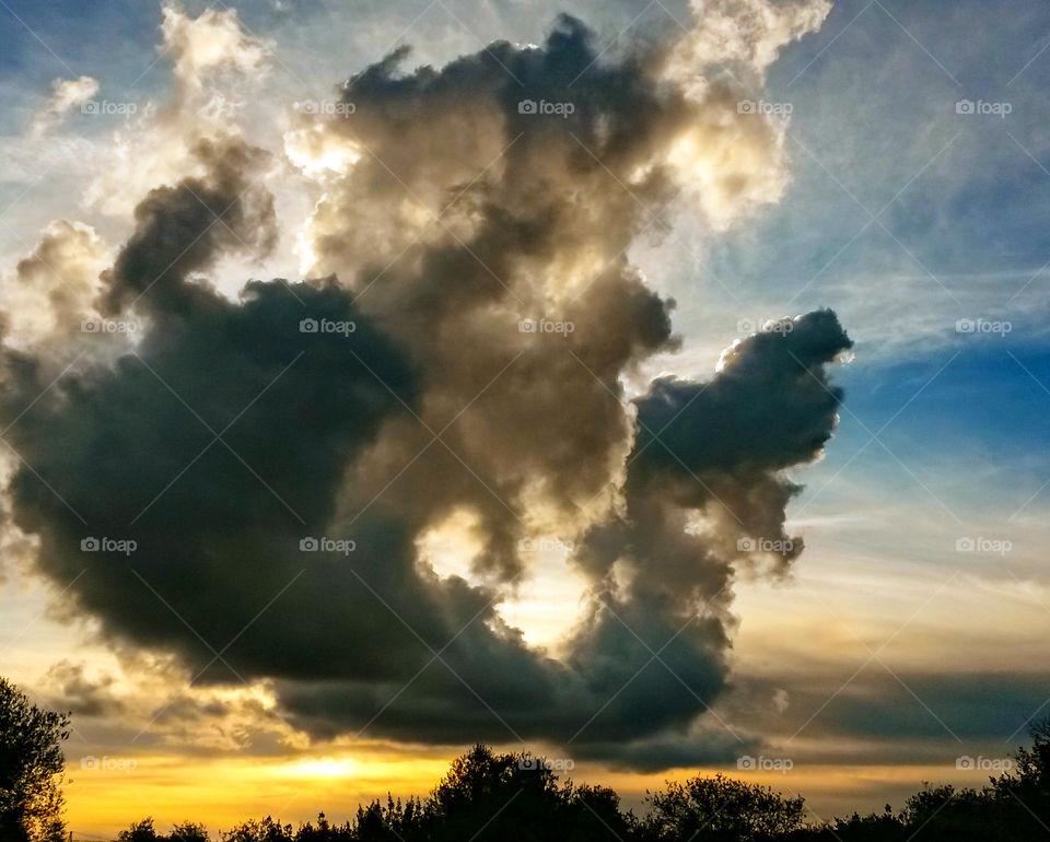 Storm clouds during sunset