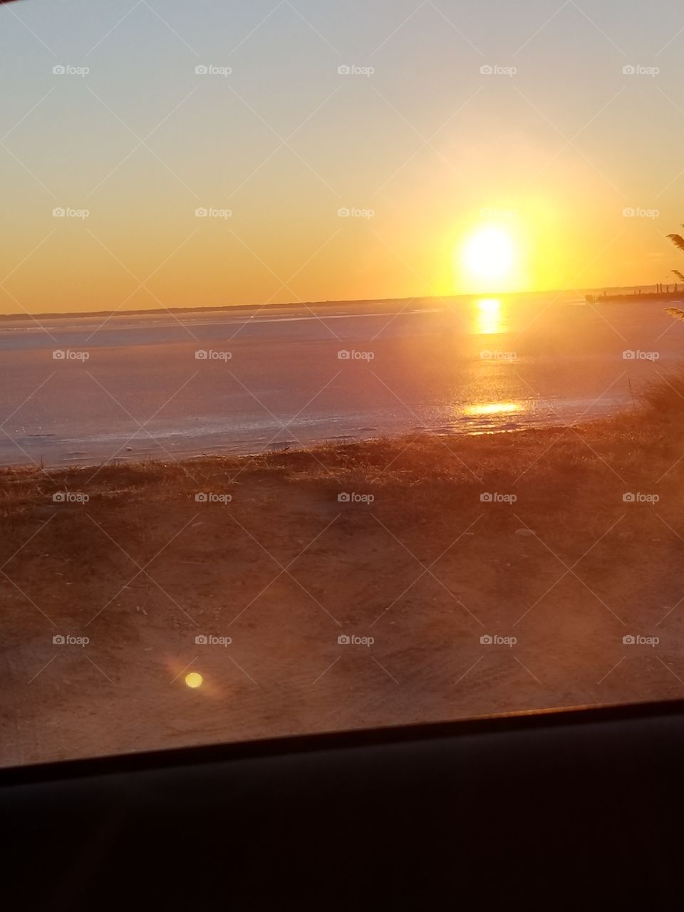 Sun coming up in Bayville N J on a cold morning