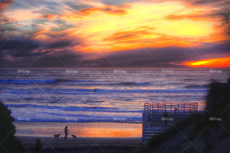 Spring walk on the beach 