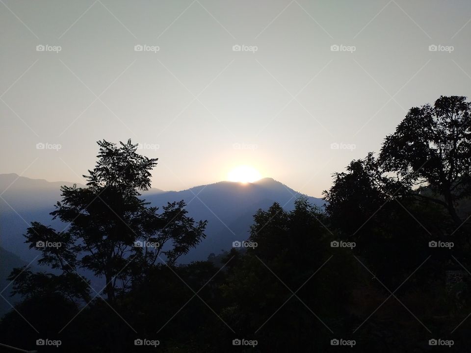 View of sunrise in our village