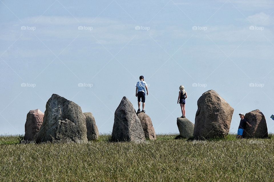 On top of the rocks