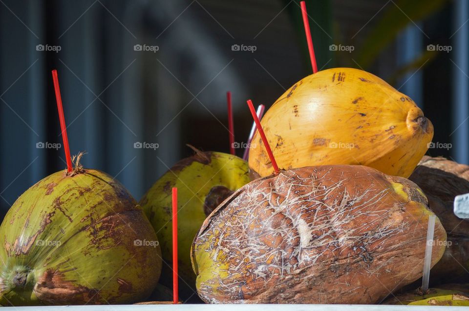 Coconut with straw