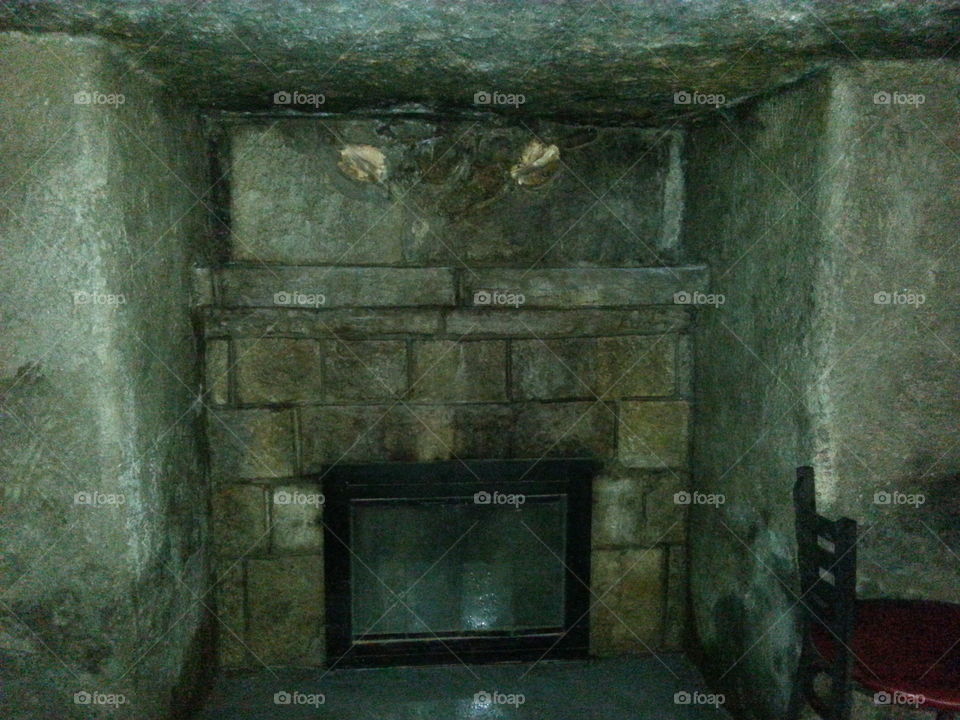 fireplace in a cave