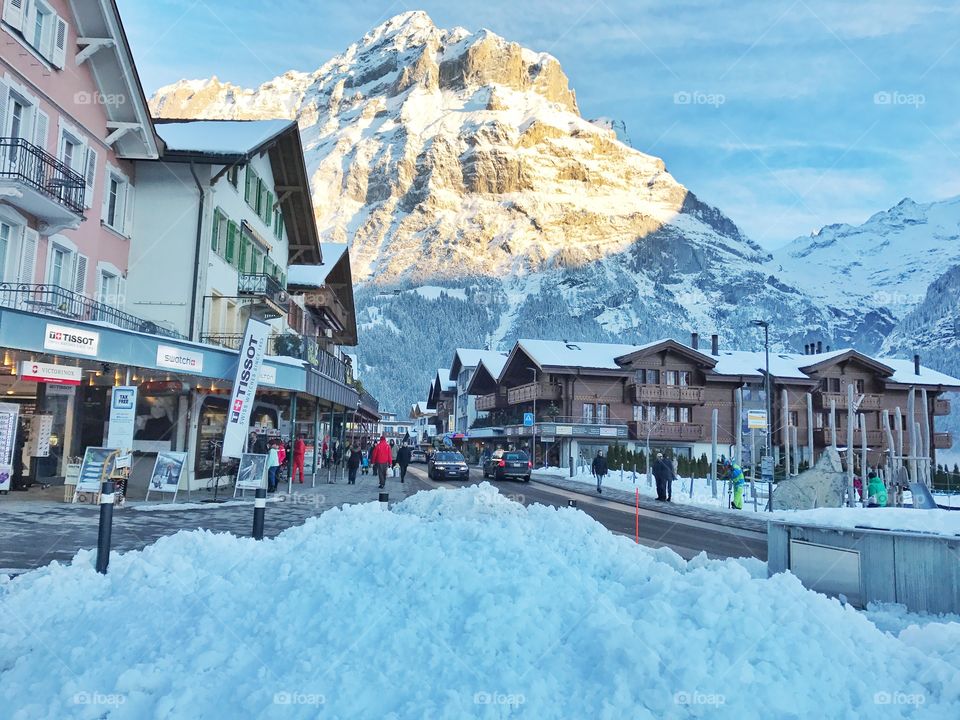 Winter snow in Grindelwald, Switzerland 